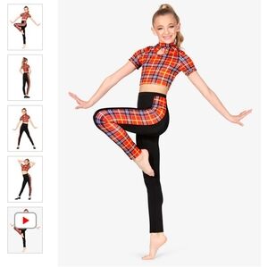 NWT Girls 2-Piece Short Sleeve Plaid Performance Set